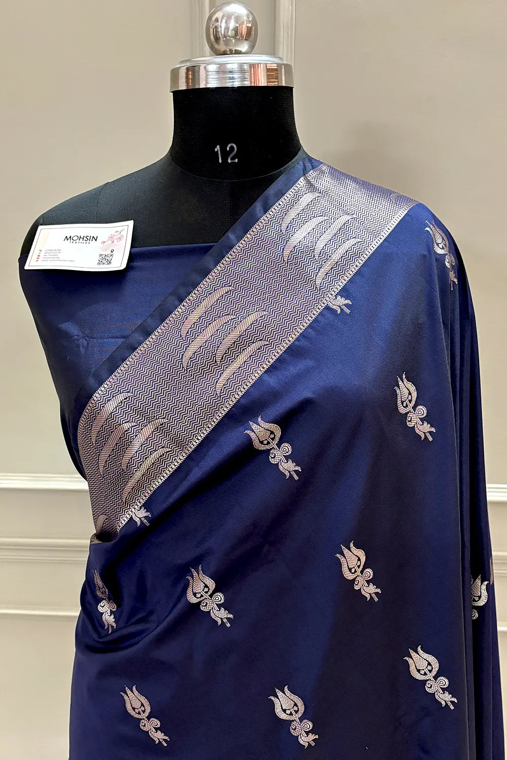 Navy Blue Kalyug Satin Silk Banarasi Saree