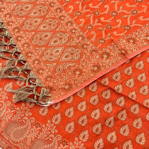 Orange Kacchi Carry Patta Cotton Banarasi Suit