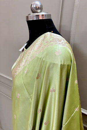Pista Babu Buti Katan Silk Banarasi Saree
