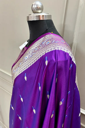 Purple Tilak Buti Katan Silk Banarasi Saree