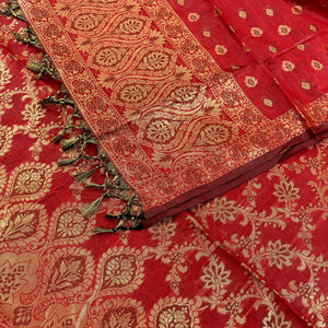 Red Mogambo Jaal Satin Silk Banarasi Suit