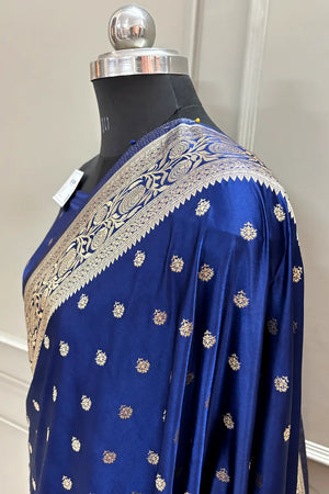 Royal Blue Golden Zari Katan Silk Banarasi Saree