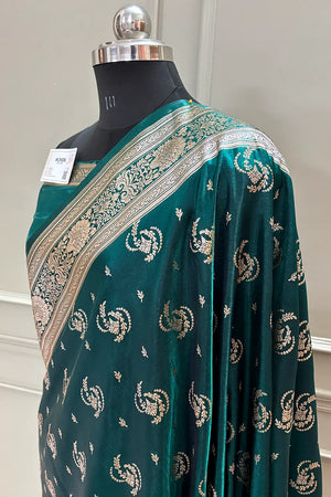 Teal Galaxy Buti Katan Silk Banarasi Saree