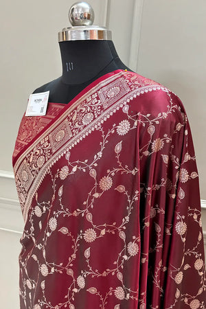 Wine Albeli Jaal Katan Silk Banarasi Saree
