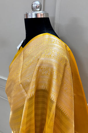 Yellow Golden Zari Tissue Silk Banarasi Saree