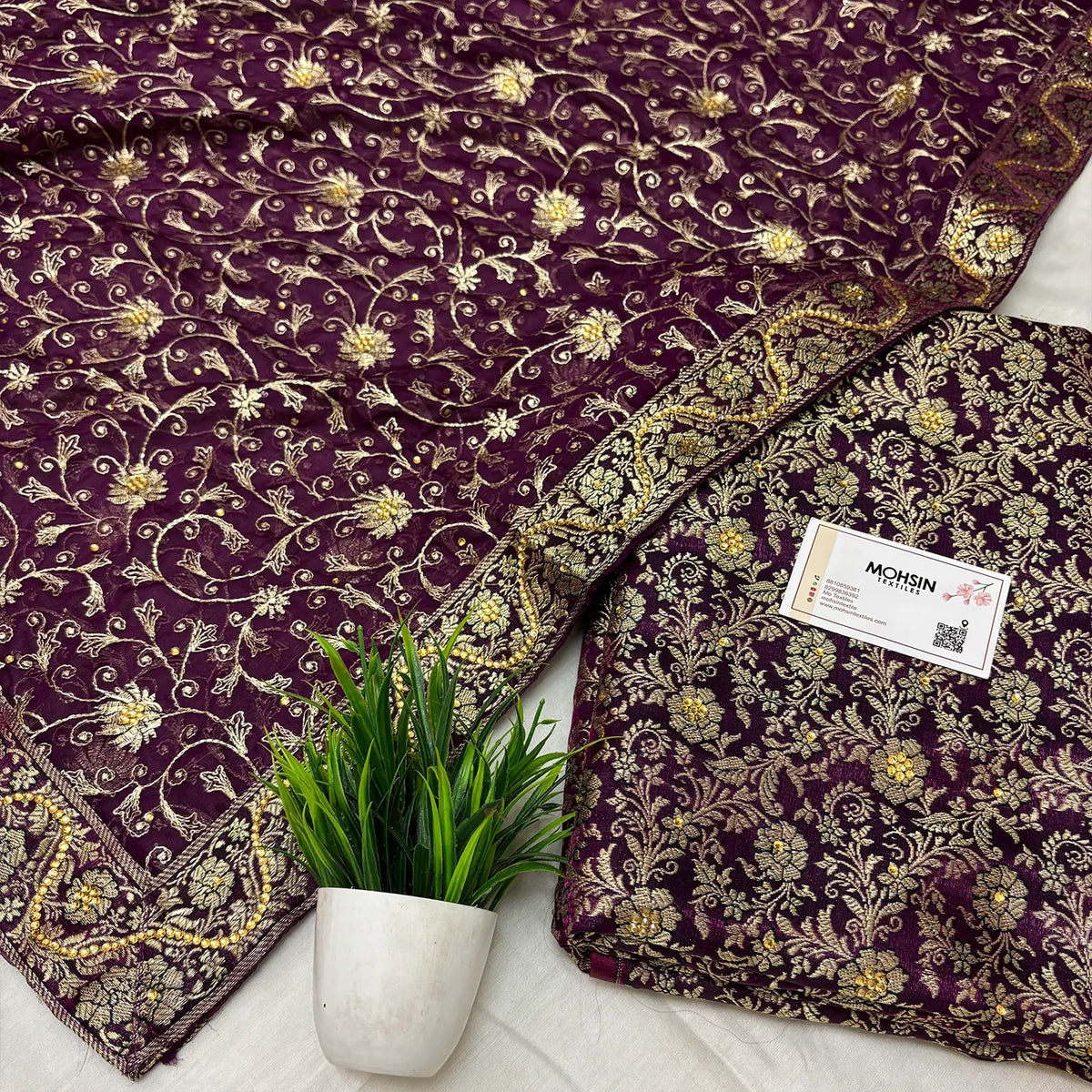 Purple Stone Work Kimkhab Silk Banarasi Gharara