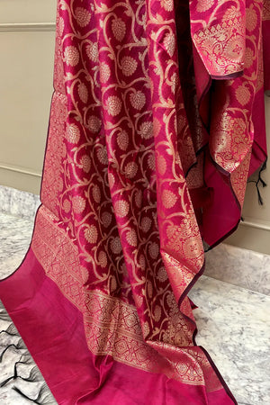 Pink Crush Kalgha Jaal Banarasi Silk Suit