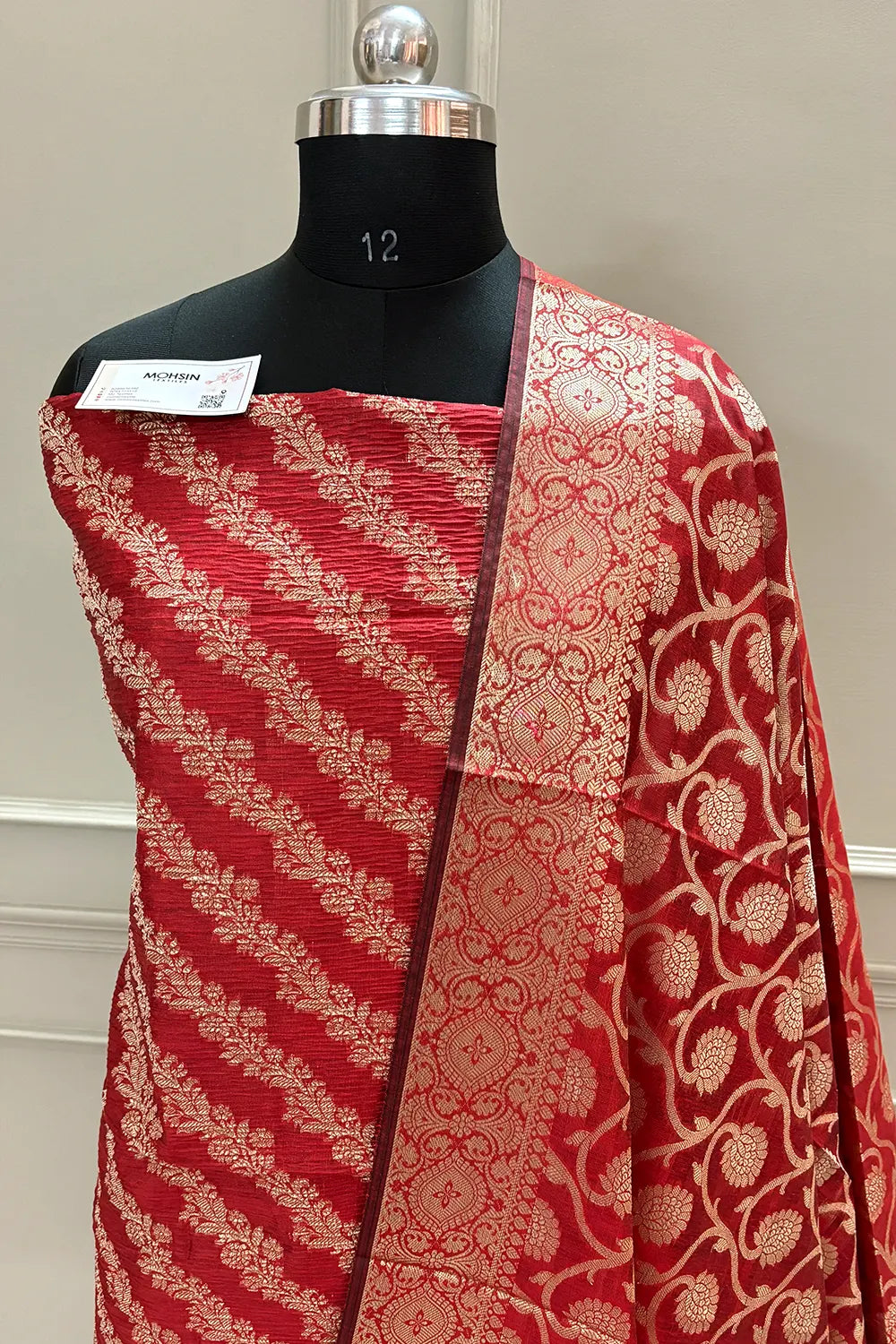 Maroon Crush Laheriya Banarasi Silk Suit