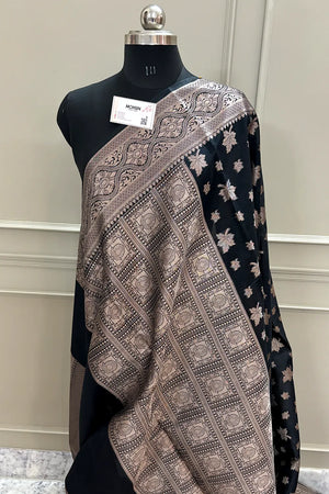 Black Autumn Buti Chanderi Silk Banarasi Saree