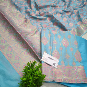Firozi Pink Meena Katan Silk Banarasi Suit