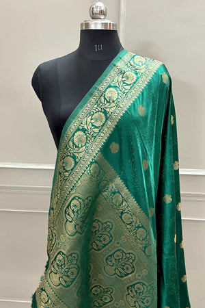 Green Golden Zari Katan Silk Banarasi Saree