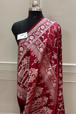 Maroon Masakali Katan Silk Banarasi Saree