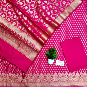 Pink Kalli Buti Katan Silk Banarasi Suit