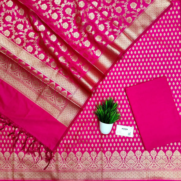 Pink Kalli Buti Katan Silk Banarasi Suit