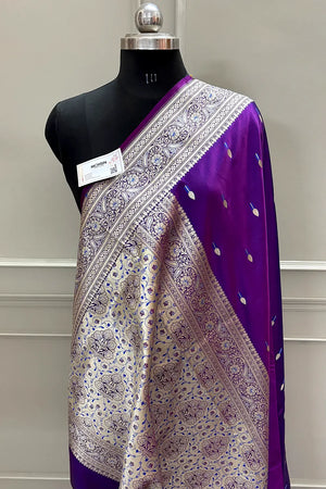 Purple Tilak Buti Katan Silk Banarasi Saree