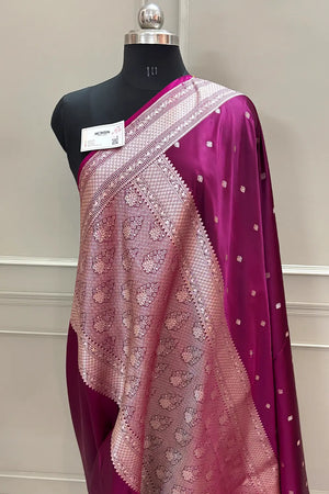 Purple Wazir Buti Katan Silk Banarasi Saree