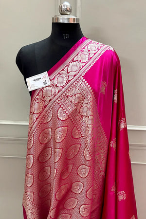 Rani Pink Kohinoor Buti Katan Silk Banarasi Saree