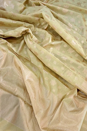 Yellow Daab Buti Chanderi Silk Banarasi Saree