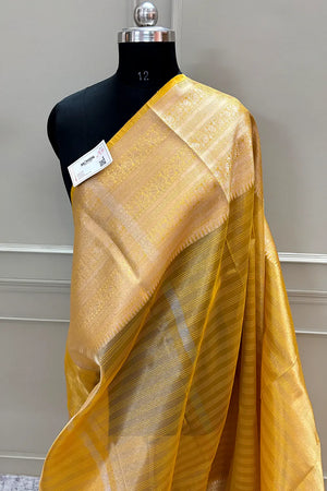 Yellow Golden Zari Tissue Silk Banarasi Saree