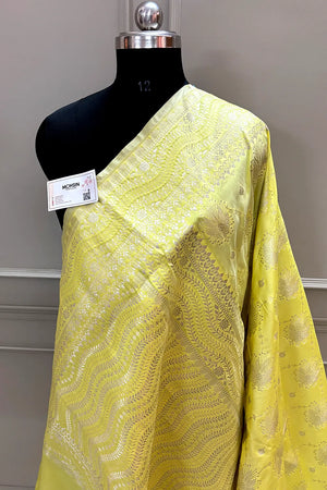Yellow Spider Jaal Katan Silk Banarasi Saree