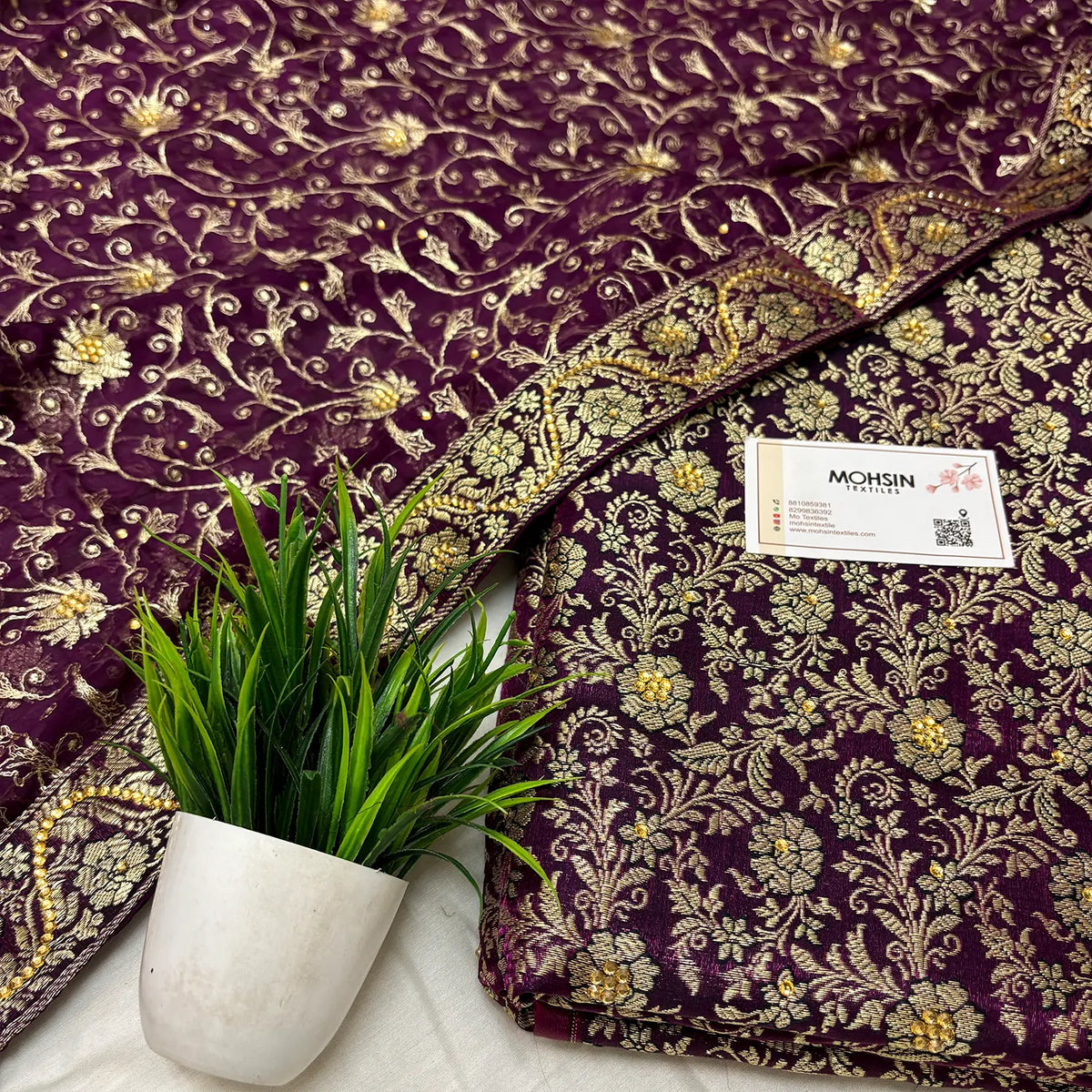 Purple Stone Work Kimkhab Silk Banarasi Gharara