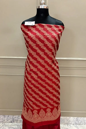 Maroon Crush Laheriya Banarasi Silk Suit