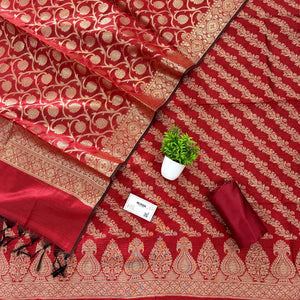 Maroon Crush Laheriya Banarasi Silk Suit