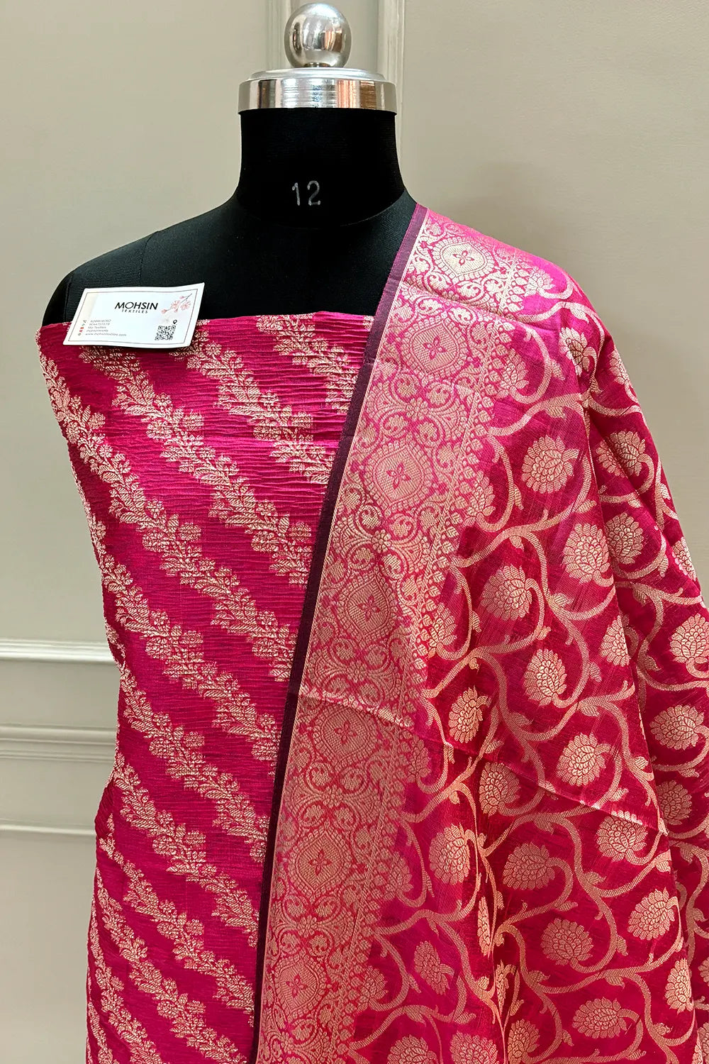 Pink Crush Laheriya Banarasi Silk Suit