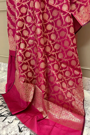 Pink Crush Laheriya Banarasi Silk Suit