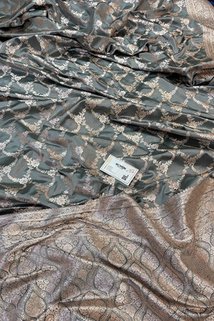 Bottle Green Scorpion Jaal Katan Silk Banarasi Saree