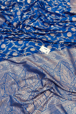 Firozi Laabela Jaal Katan Silk Banarasi Saree