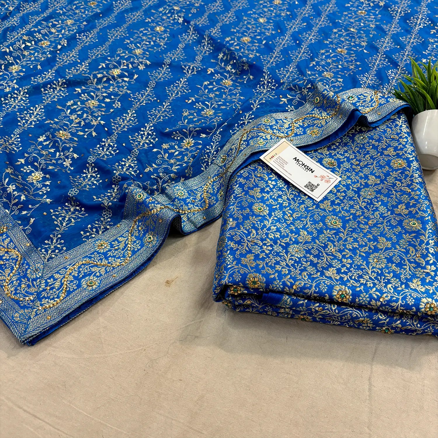 Firozi Stone Work Kimkhab Silk Banarasi Gharara