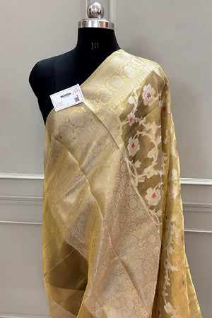 Gold Golden Zari Tissue Silk Banarasi Saree