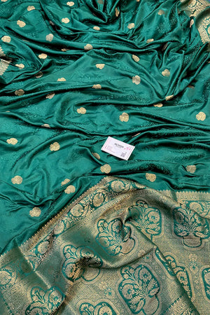 Green Golden Zari Katan Silk Banarasi Saree