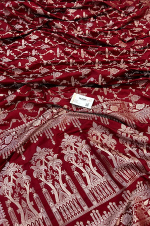 Maroon Masakali Katan Silk Banarasi Saree