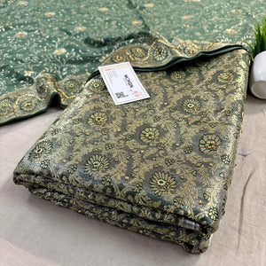 Mint Green Chiragha Jaal Stone Work Kimkhab Silk Banarasi Gharara