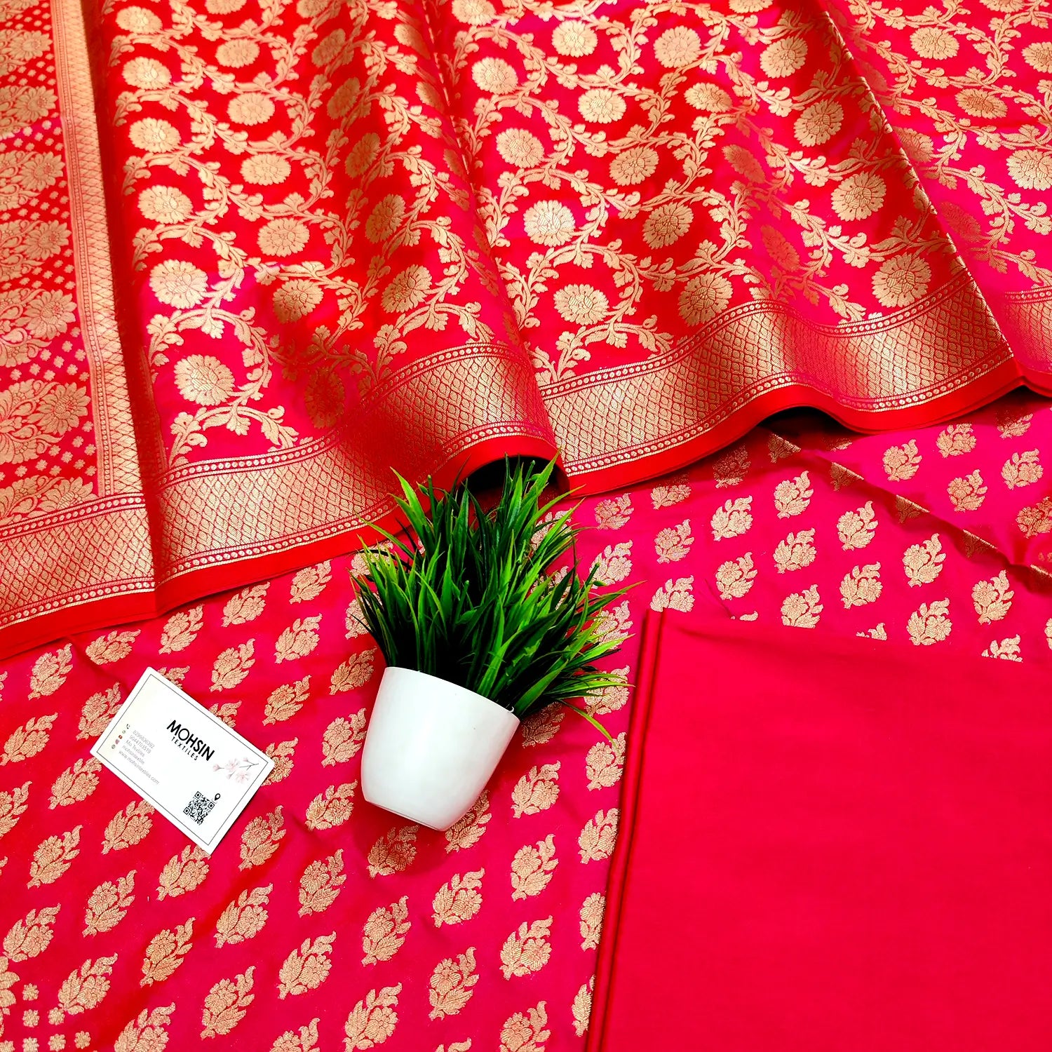 Peach Guldaan Katan Silk Banarasi Suit