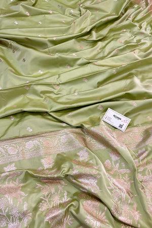 Pista Babu Buti Katan Silk Banarasi Saree