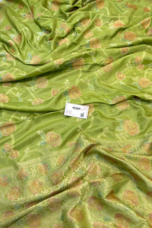 Pista Rosy Jaal Georgette Silk Banarasi Saree