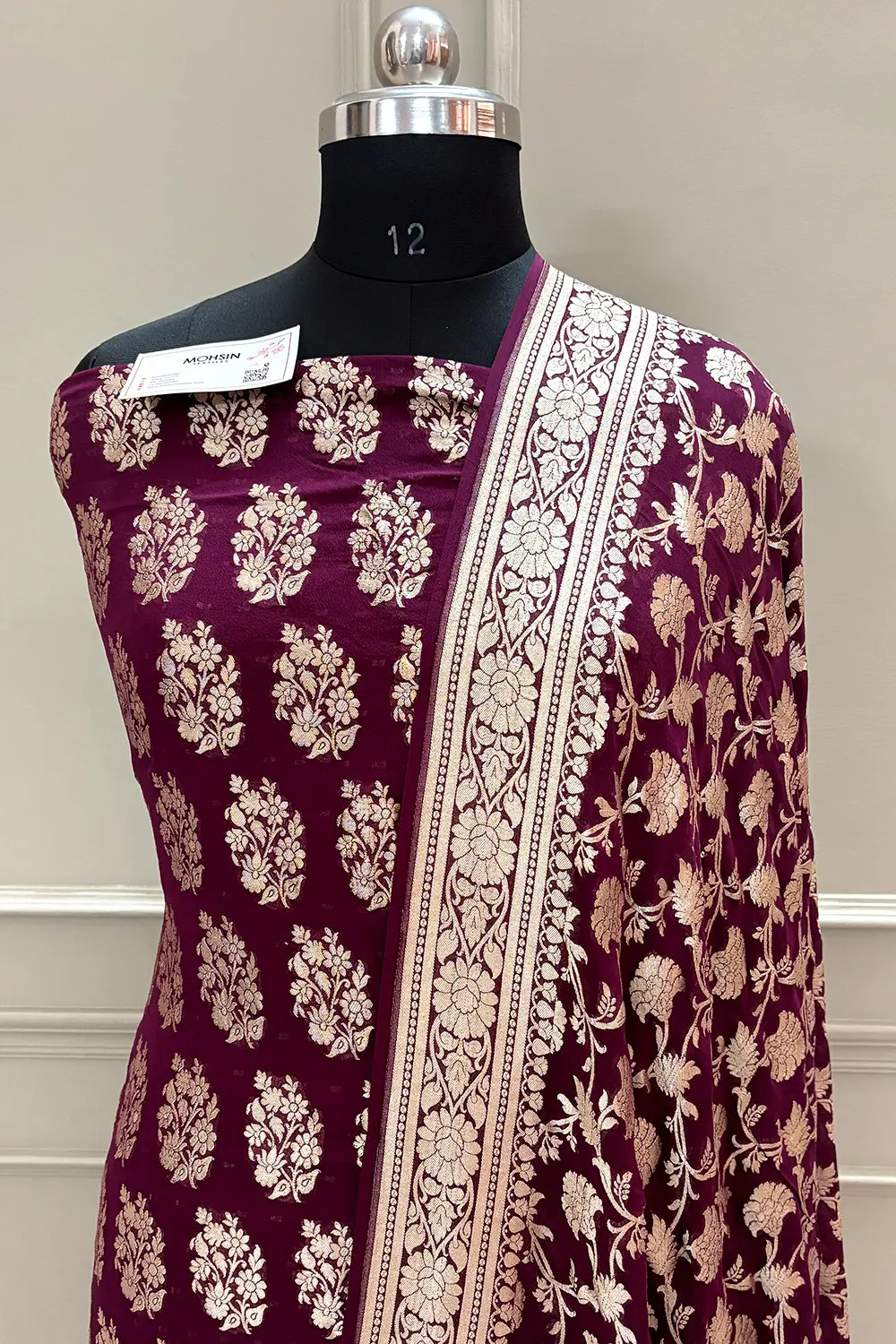 Purple Pure Georgette Silk Banarasi Suit