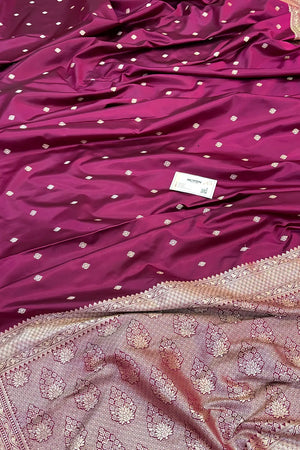 Purple Wazir Buti Katan Silk Banarasi Saree