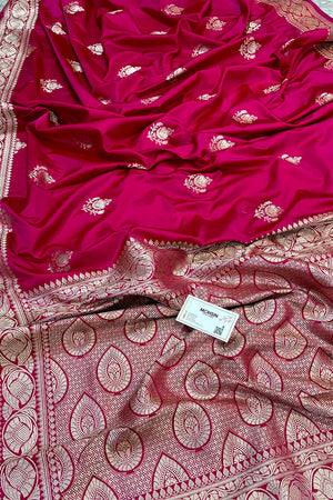 Rani Pink Kohinoor Buti Katan Silk Banarasi Saree