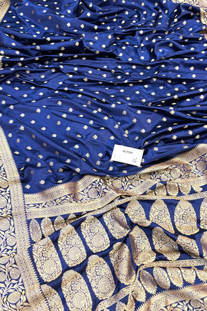 Royal Blue Golden Zari Katan Silk Banarasi Saree
