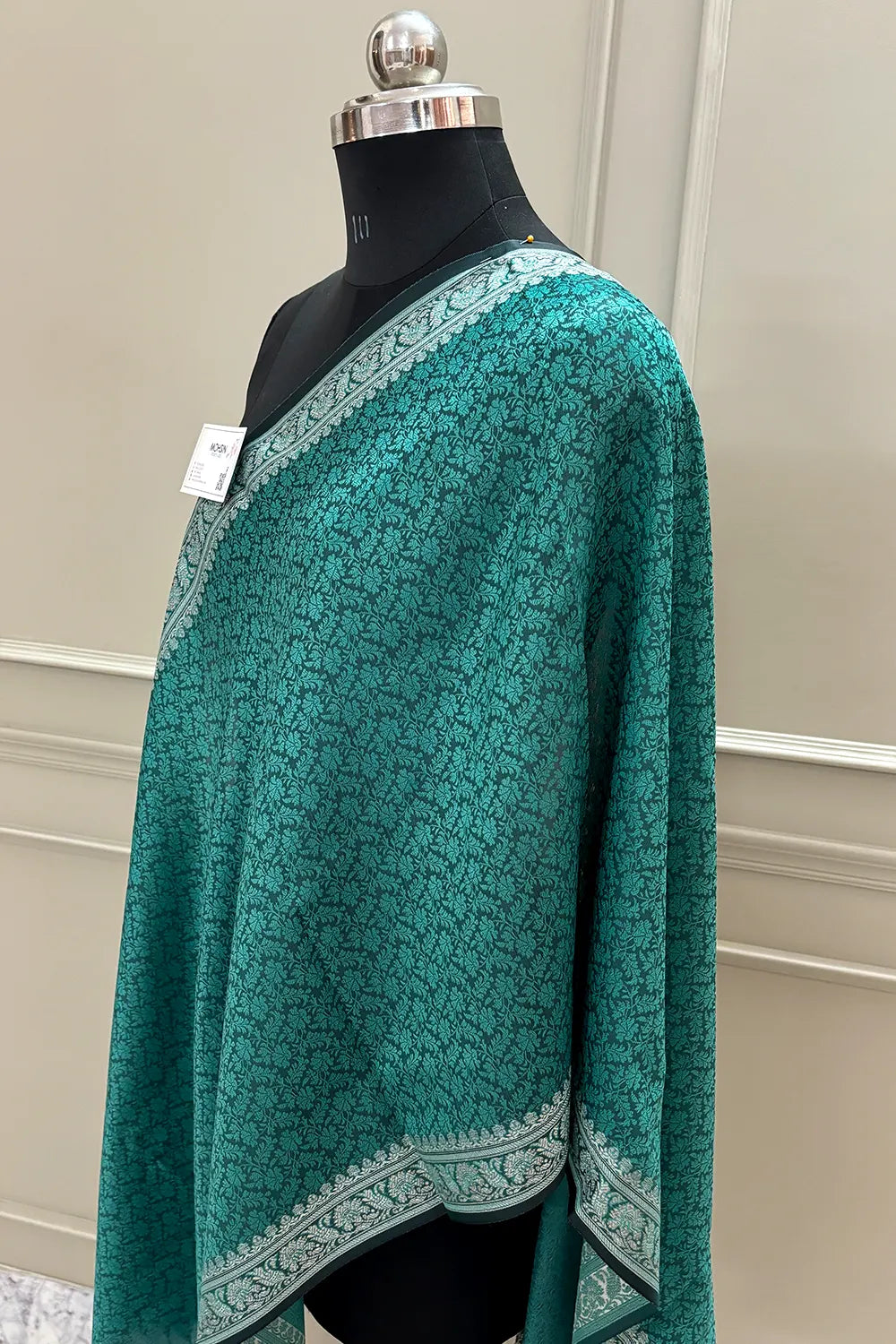 Sea Green Resham Zari Silk Banarasi Stole