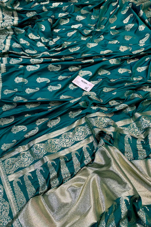 Sea Green Unicorn Buti Katan Silk Banarasi Saree