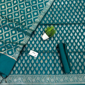 Teal Agnipath Buti Satin Silk Banarasi Suit
