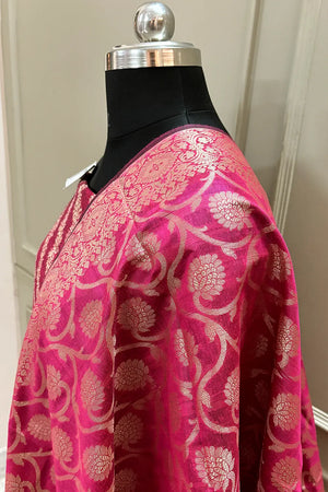 Pink Crush Laheriya Banarasi Silk Suit