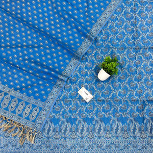 Dark Firozi Surahi Jaal Cotton Silk Banarasi Suit