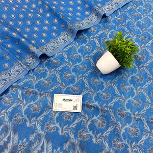 Dark Firozi Surahi Jaal Cotton Silk Banarasi Suit