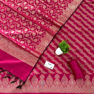 Pink Crush Laheriya Banarasi Silk Suit